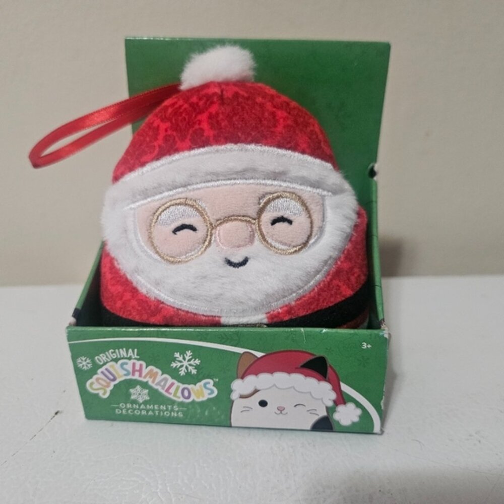 Squishmallow 4 Inch Nick the Santa with Patterened Suit Christmas Plush Ornament